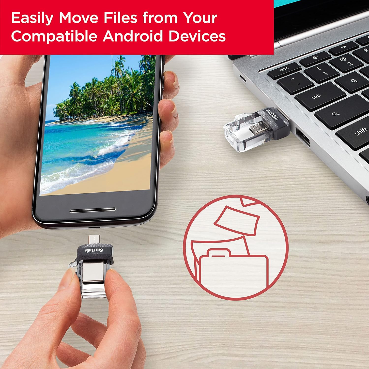 SANDISK ULTRA DUAL FLASH DRIVE 64GB SDDD3-064G-G46 thumbnail 3