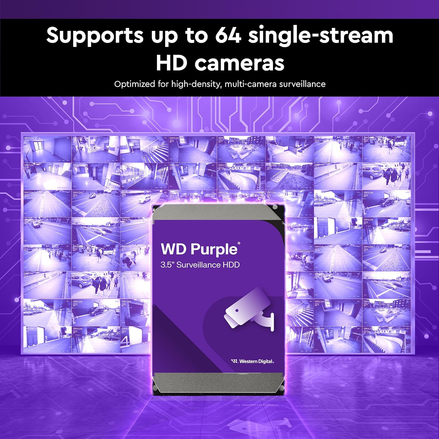 WD 8TB PURPLE SURVEILLANCE SATA 6GBS 256MB CACHE 3.5 INCH INTERNAL HARD DRIVE WD85PURZ thumbnail 4