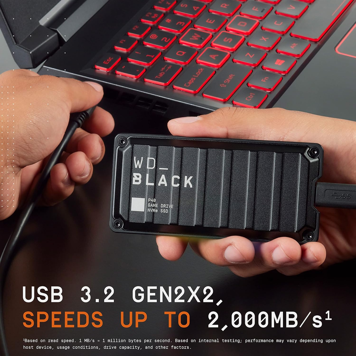WD 1TB EXTERNAL WD_BLACK P40 GAME DRIVE SSD WDBAWY0010BBK-WESN thumbnail 4
