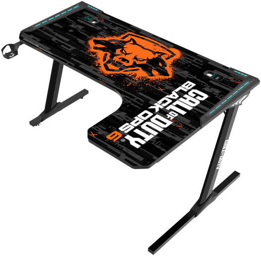 GAMEON CALL OF DUTY RGB FLOWING LIGHT GAMING DESK WITH TABLE MOUSE PAD BLKOPS6-RAPTOR-R thumbnail 5