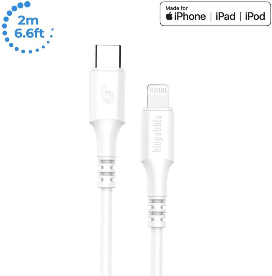 BLUPEBBLE POWERFLOW USB-C TO LIGHTNING CABLE 2M WHITE