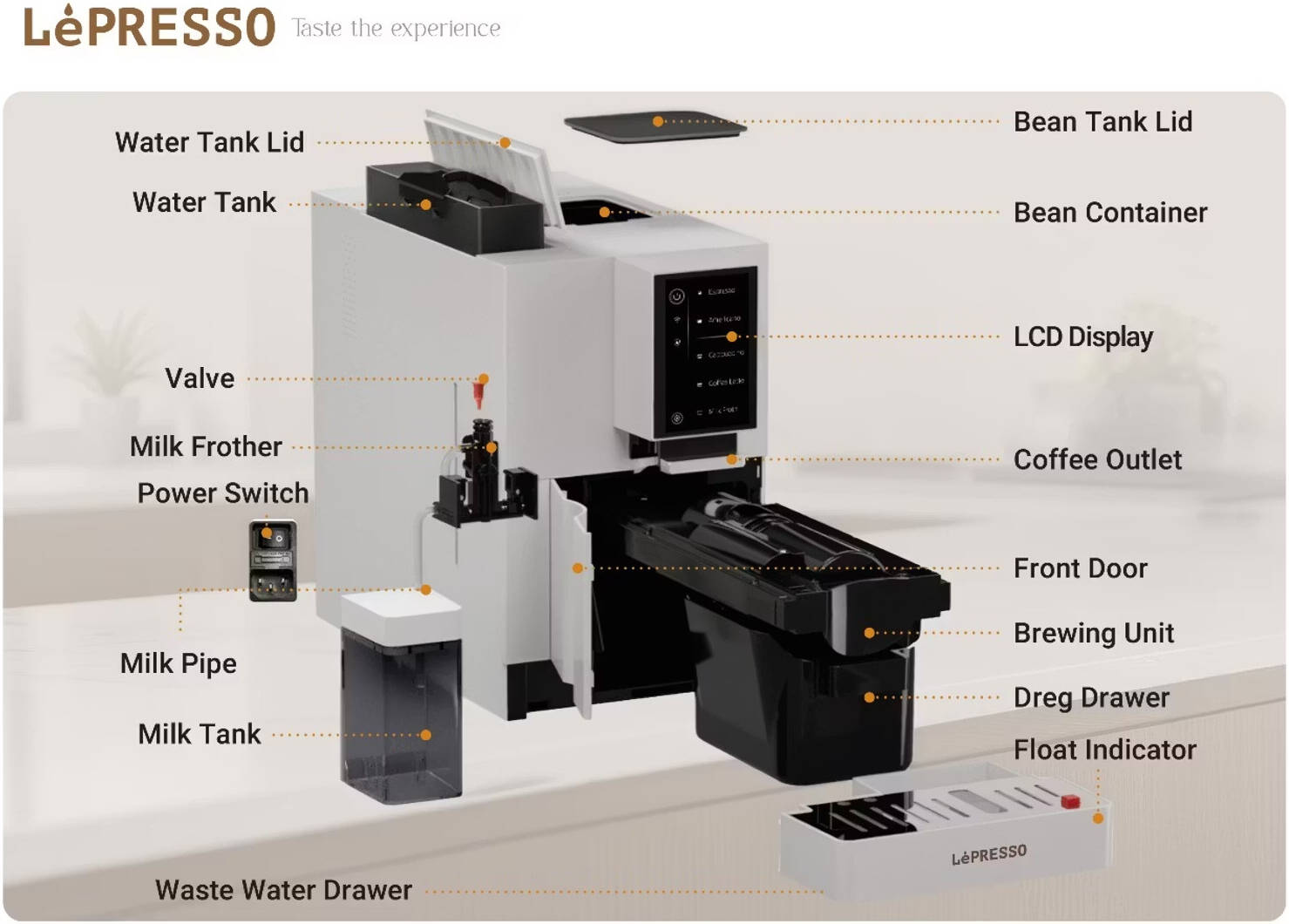 LEPRESSO BREVISSIMO AUTOMATIC COFFEE MACHINE BLACK LPCFFBAC0046BK thumbnail 4