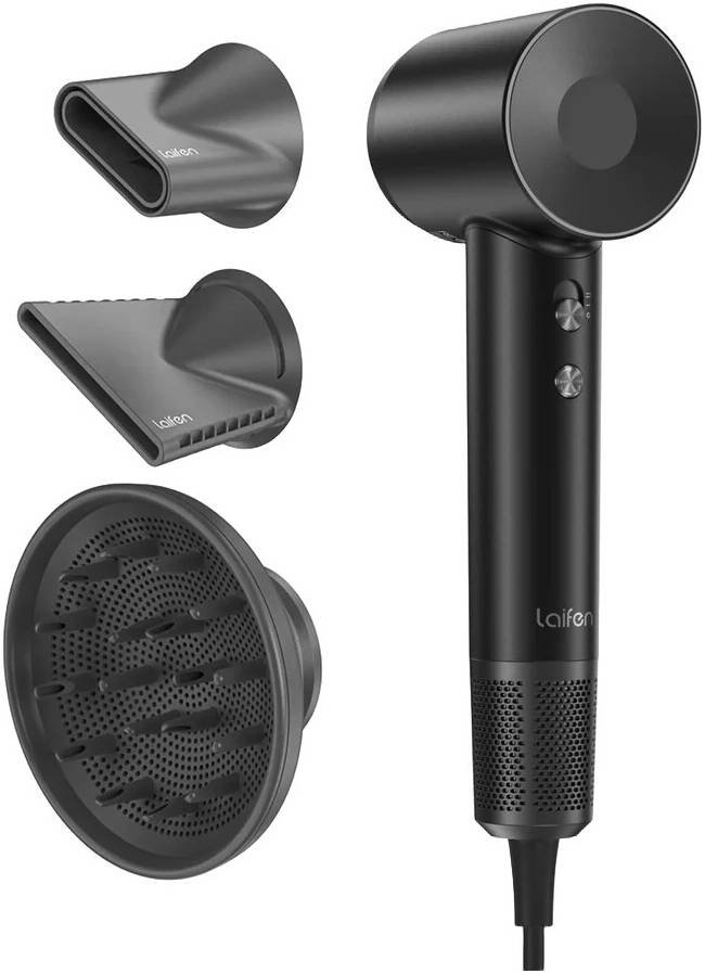 LAIFEN SWIFT SPECIAL HAIR DRYER WITH SMOOTH DIFFUSER CONCENTRATOR NOZZLE BLACK LF03-BLG-UK