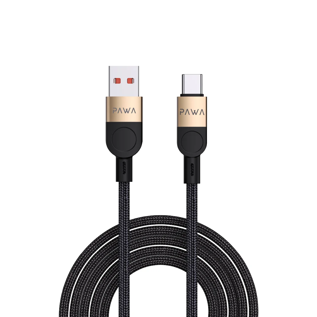 PAWA LEVIN USB A TO TYPE C 3.1A BRAIDED CABLE 1.2M DESERT BLACK PW-12BDC251-DTBK