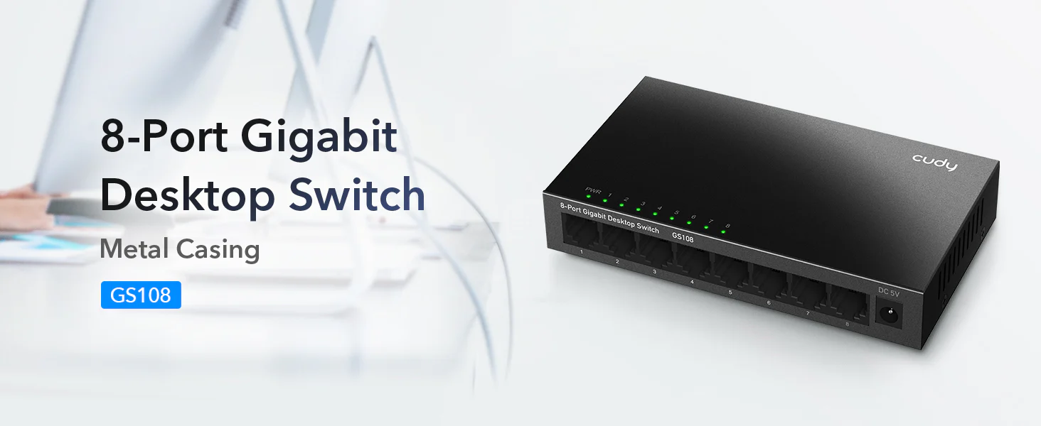 CUDY 8 PORT 10/100/1000 MBPS DESKTOP SWITCH GS108 thumbnail 3