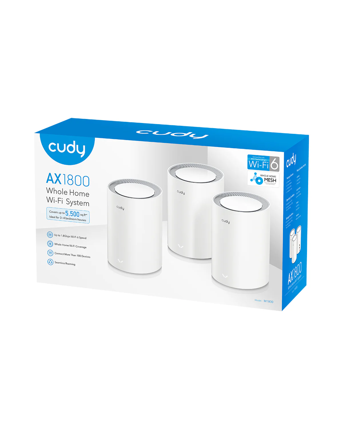 Cudy M1800 Dual-Band WiFi 6 Gigabit Mesh Router 1800Mbps (3-Pack) thumbnail 3