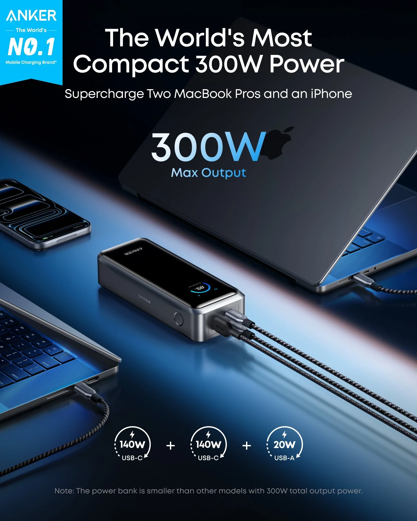 ANKER PRIME POWER BANK 26K 300W BLACK A110AH11 thumbnail 2