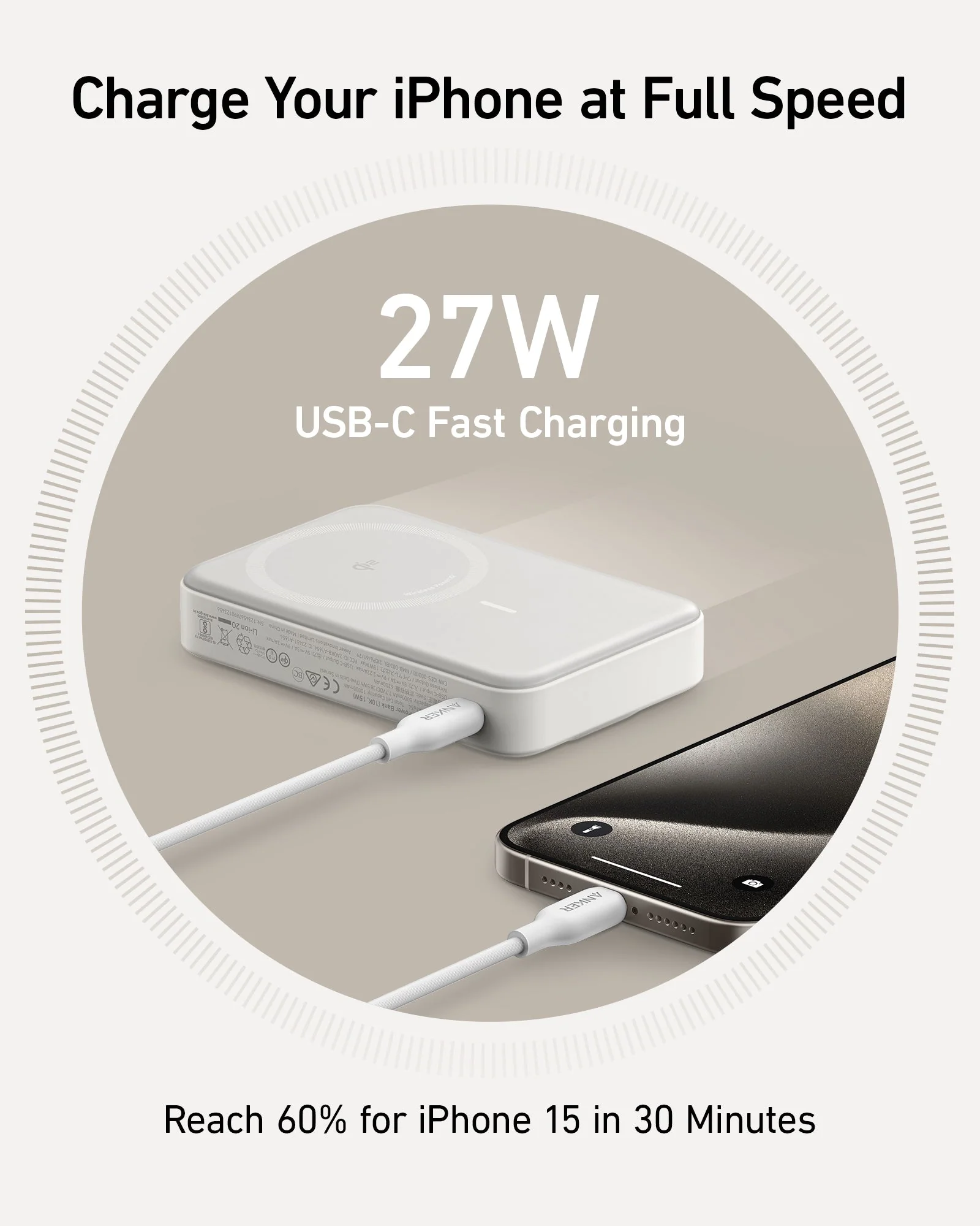 ANKER MAGGO QI2 10000MAH POWER BANK WHITE A1654H21 thumbnail 3