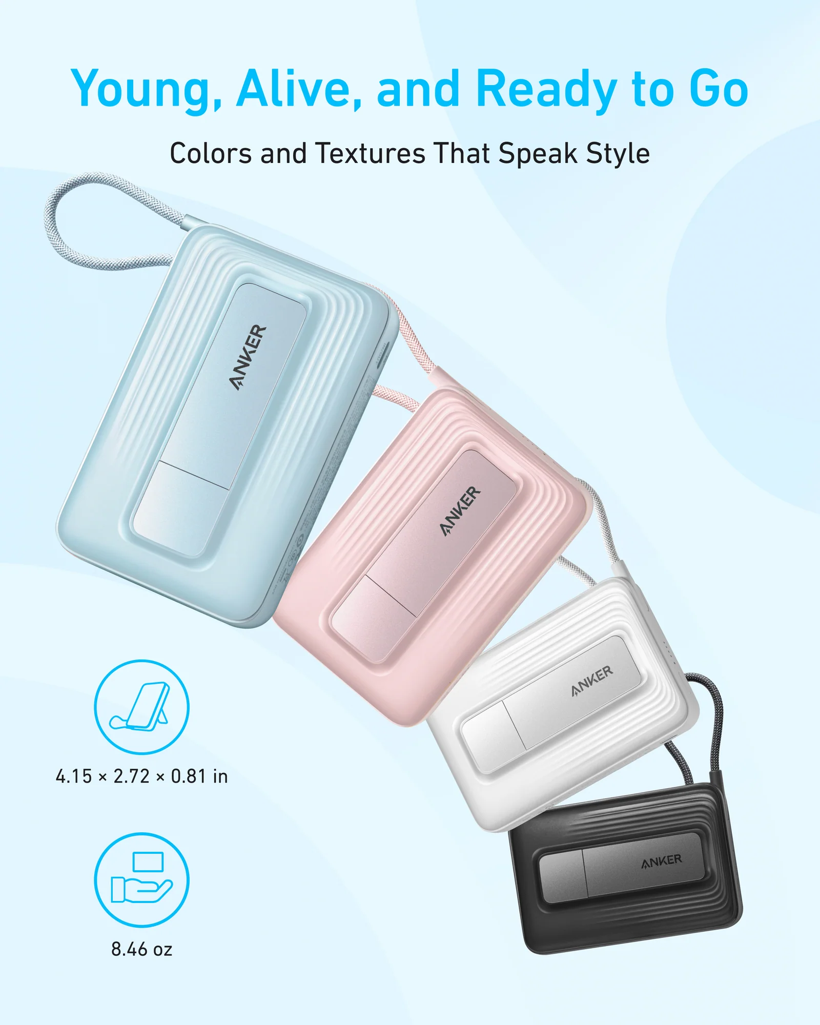 ANKER ZOLO 10K MAGNETIC BUILT IN USB C CABLE POWERBANK WHITE A1685H21 thumbnail 6
