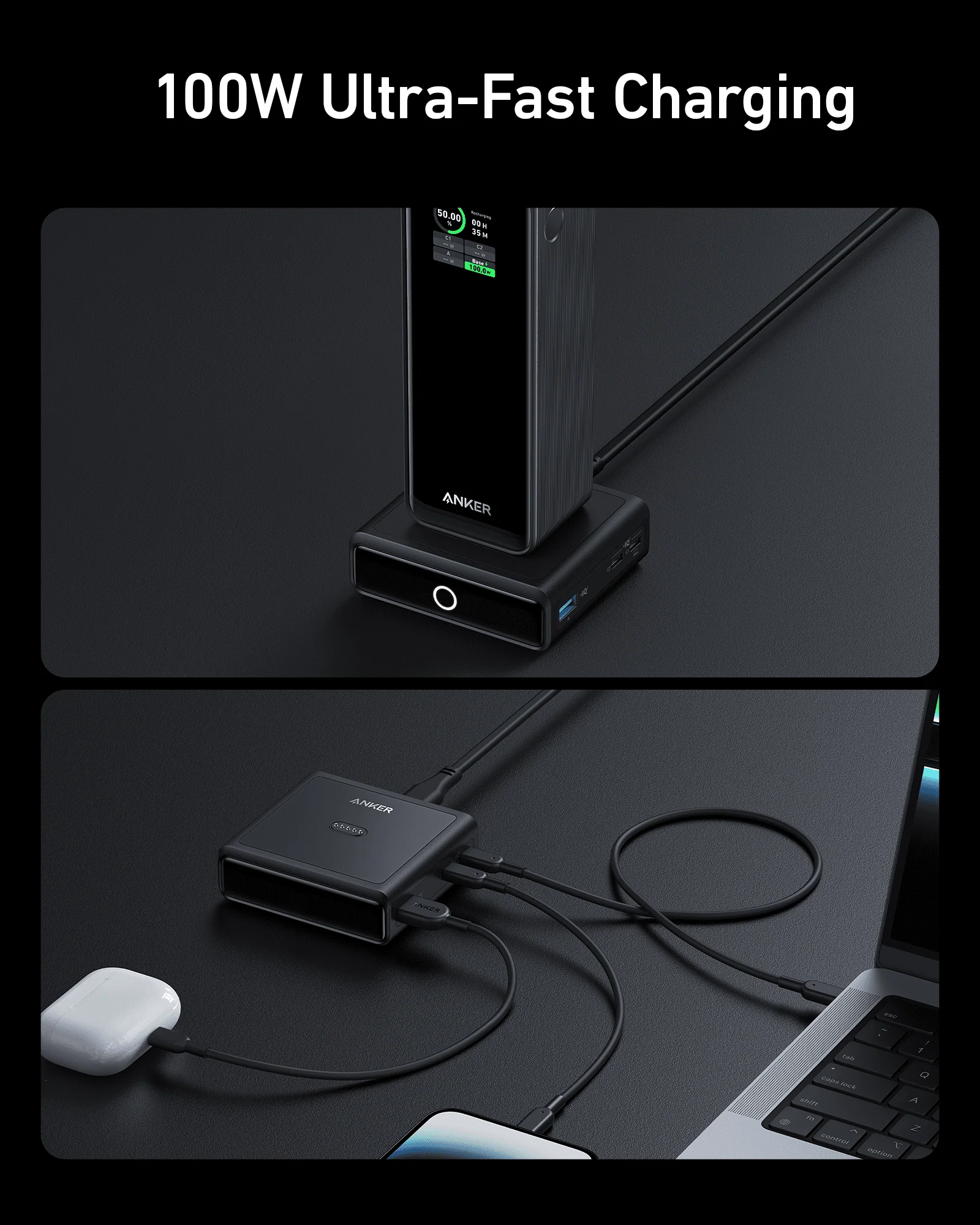 ANKER PRIME 20000MAH POWER BANK 200W A13360B1 WITH 100W CHARGING STAND BLACK A1902211 thumbnail 5