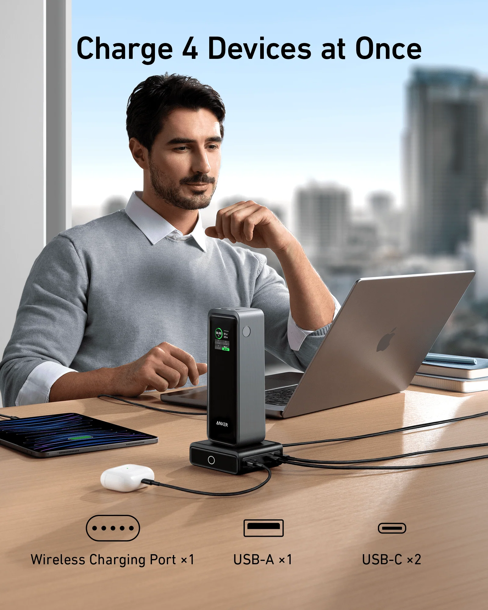 ANKER PRIME 20000MAH POWER BANK 200W A13360B1 WITH 100W CHARGING STAND BLACK A1902211 thumbnail 6