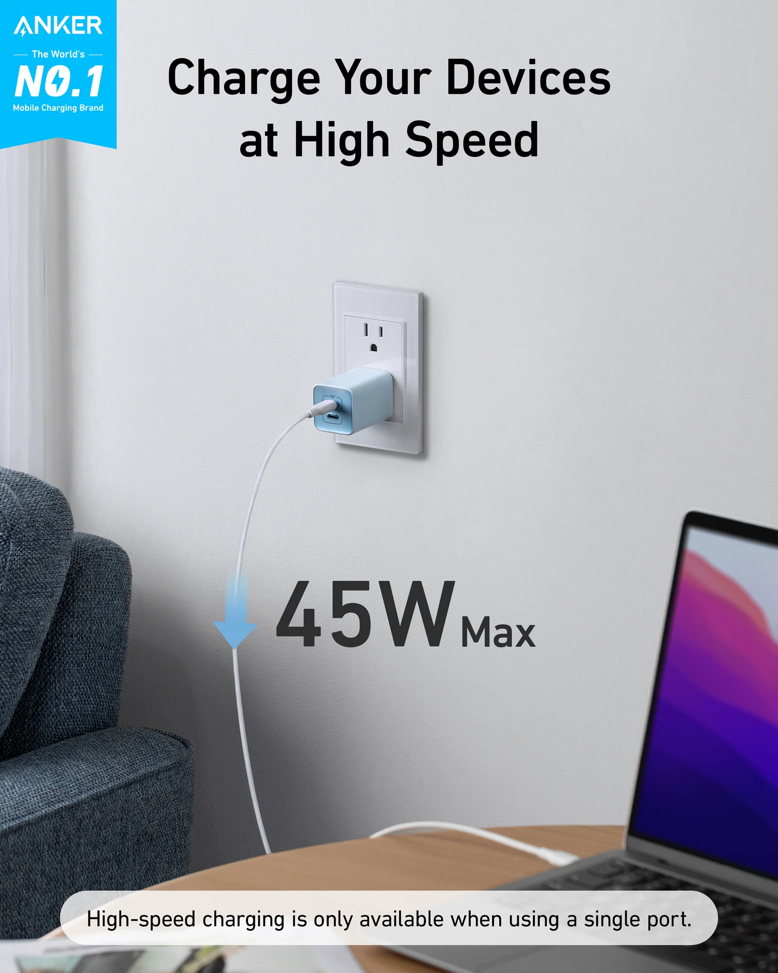ANKER 523 CHARGER NANO 3 47W BLACK A2039K11 thumbnail 2