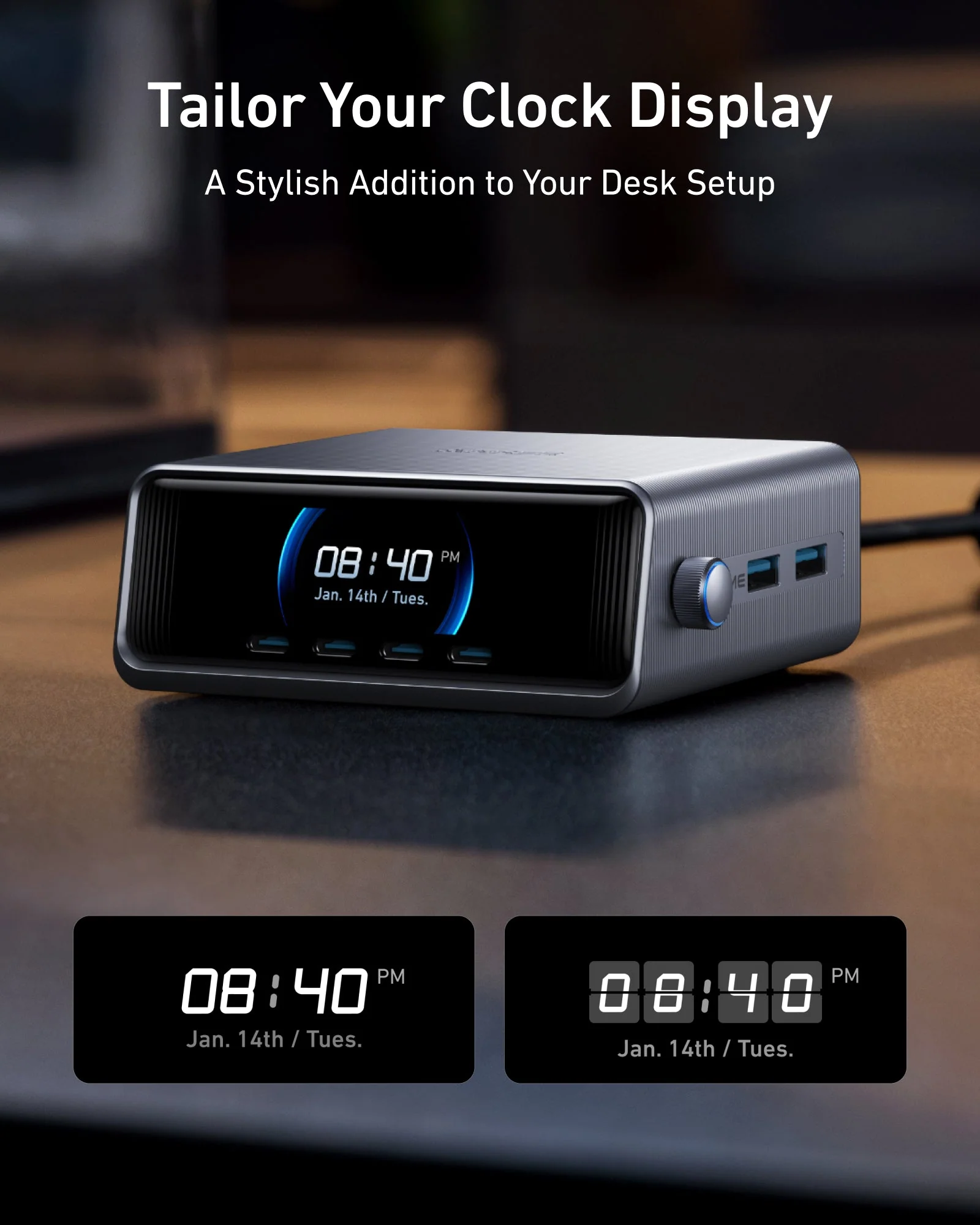 ANKER PRIME 250W SMART ULTRA POWERFUL DESKTOP CHARGER 6 PORTS SILVER A2345241 thumbnail 2
