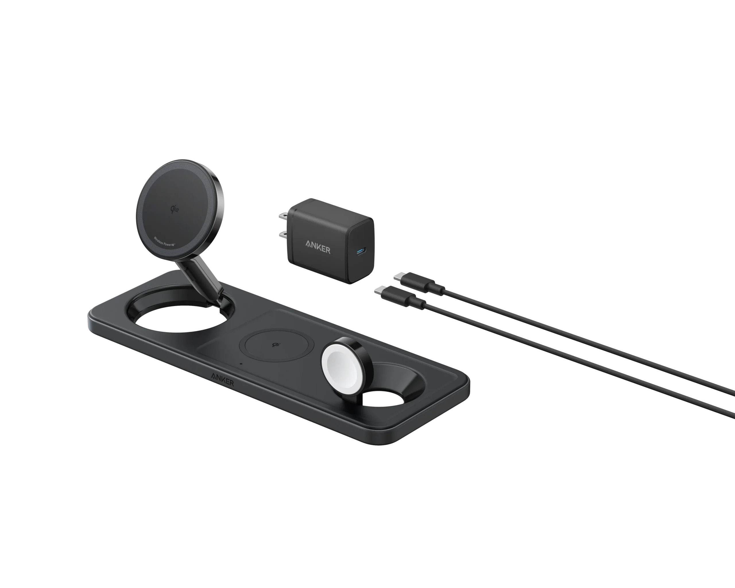 ANKER 3 IN 1 MAGGO WIRELESS CHARGING PAD WITH CHARGER AND USB-C CABLE 15W BLACK B25M1211