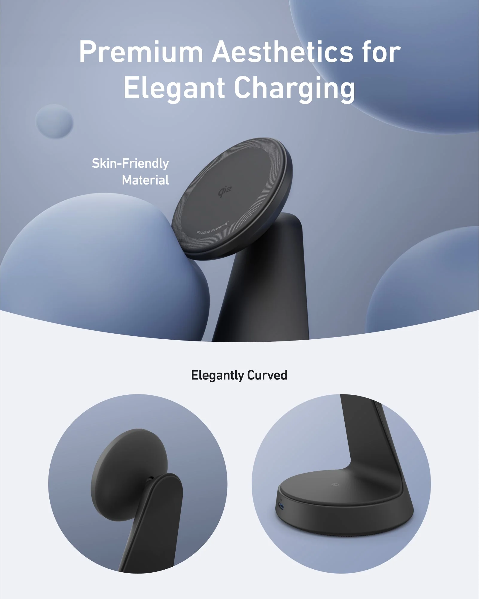ANKER MAGGO WIRELESS 2-IN-1 DOCK STAND CHARGER BLACK A25M7H11 thumbnail 3