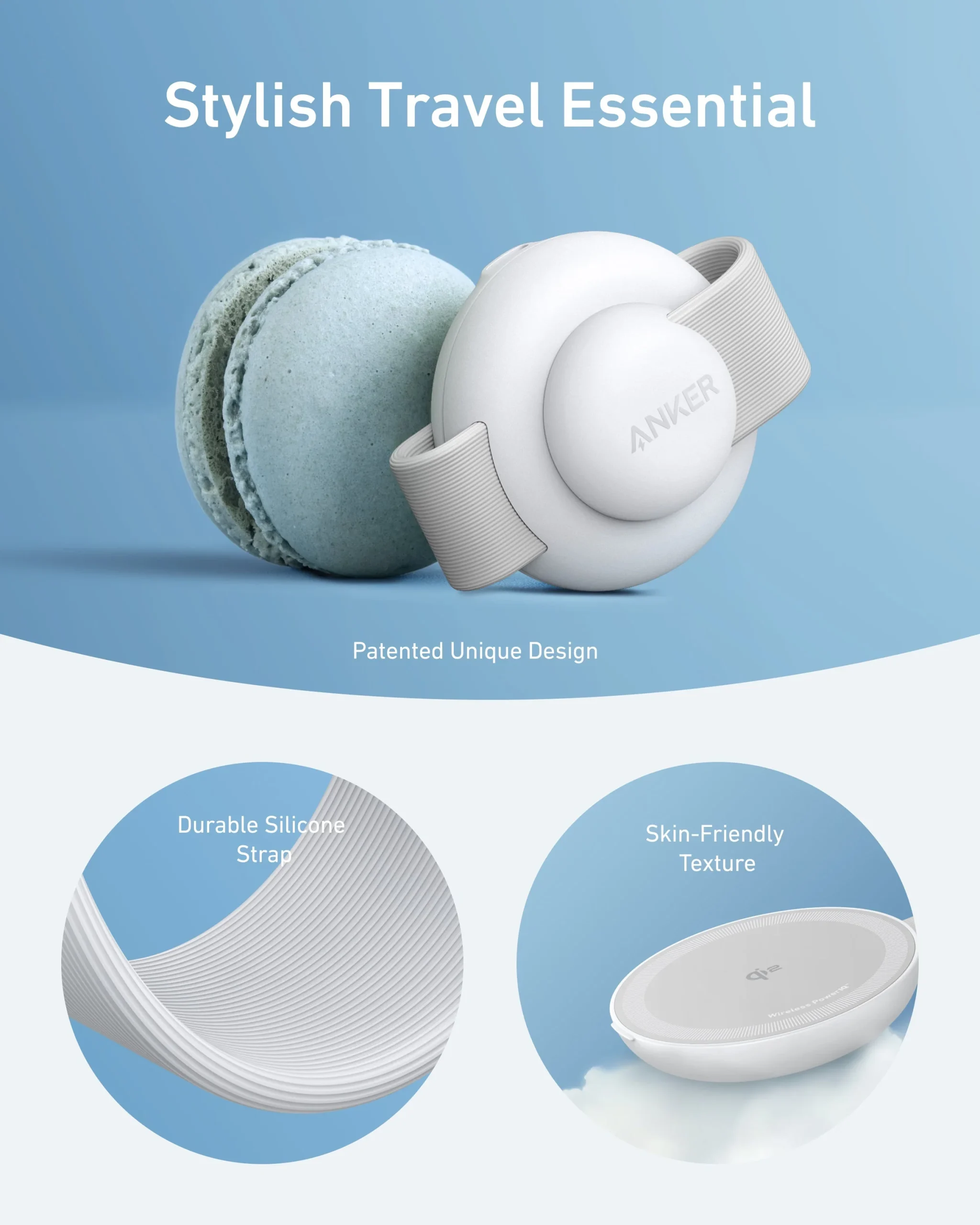 ANKER 3 IN 1 MAGGO WIRELESS CHARGING PAD WITH CHARGER AND USB-C CABLE 15W WHITE B25M8H21 thumbnail 4