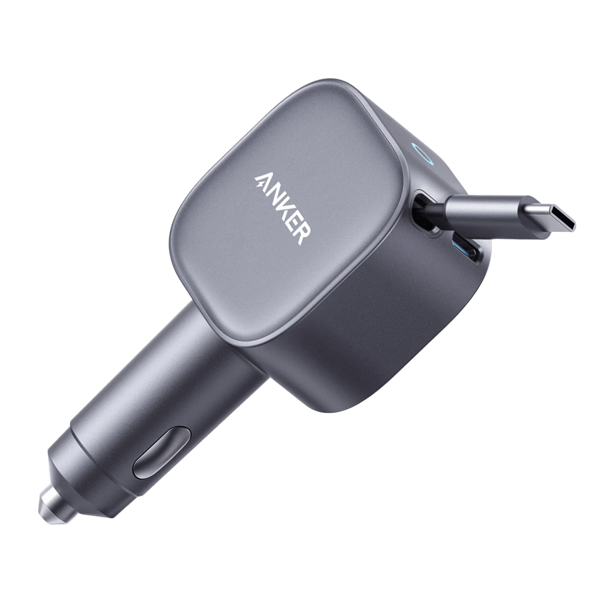 ANKER 75W USB-C CAR CHARGER WITH BUILT-IN RETRACTABLE USB-C CABLE BLACK A2738HA1