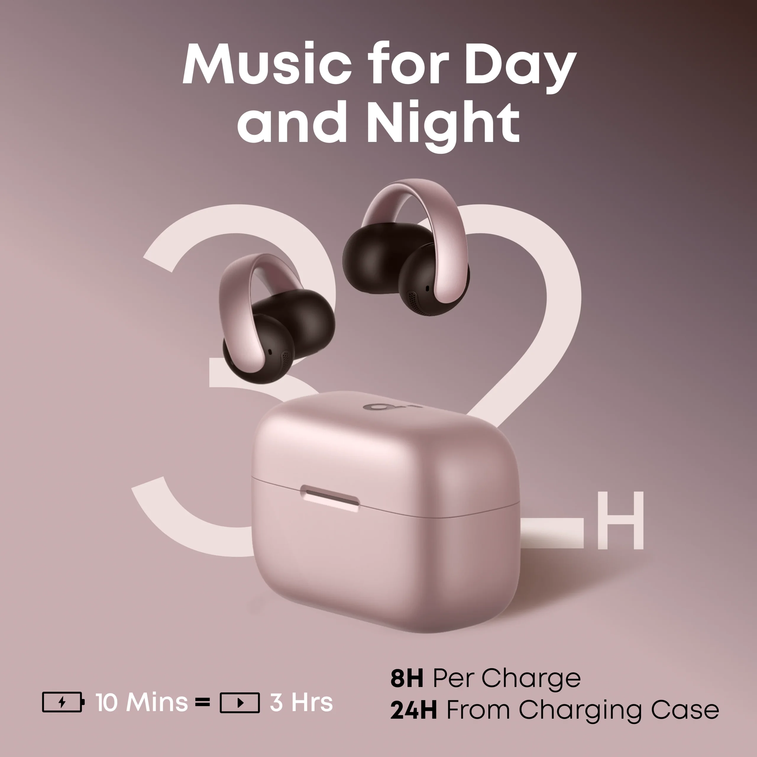 ANKER SOUNDCORE AEROCLIP OPEN EAR CLIP ON EARBUDS PINK A3388H51 thumbnail 5