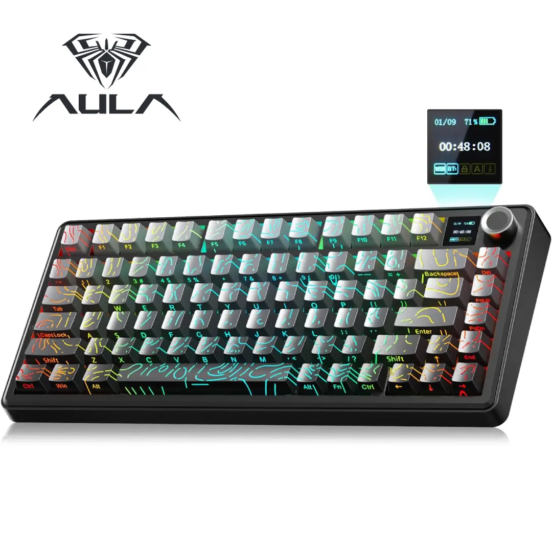 AULA 75 KEYS RGB 75% MECHANICAL GAMING K/B TRI-MODE KNOB REAPER S/W GRADIENT GRAY CONTOUR F75 MAX