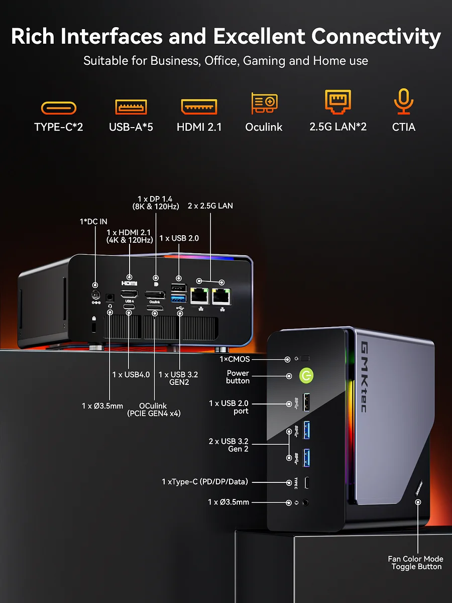 GMKTEC MINI PC AMD RYZEN 7 H 255 32GB RAM 1TB SSD WIN 11 PRO NUCBOX-K12 thumbnail 8