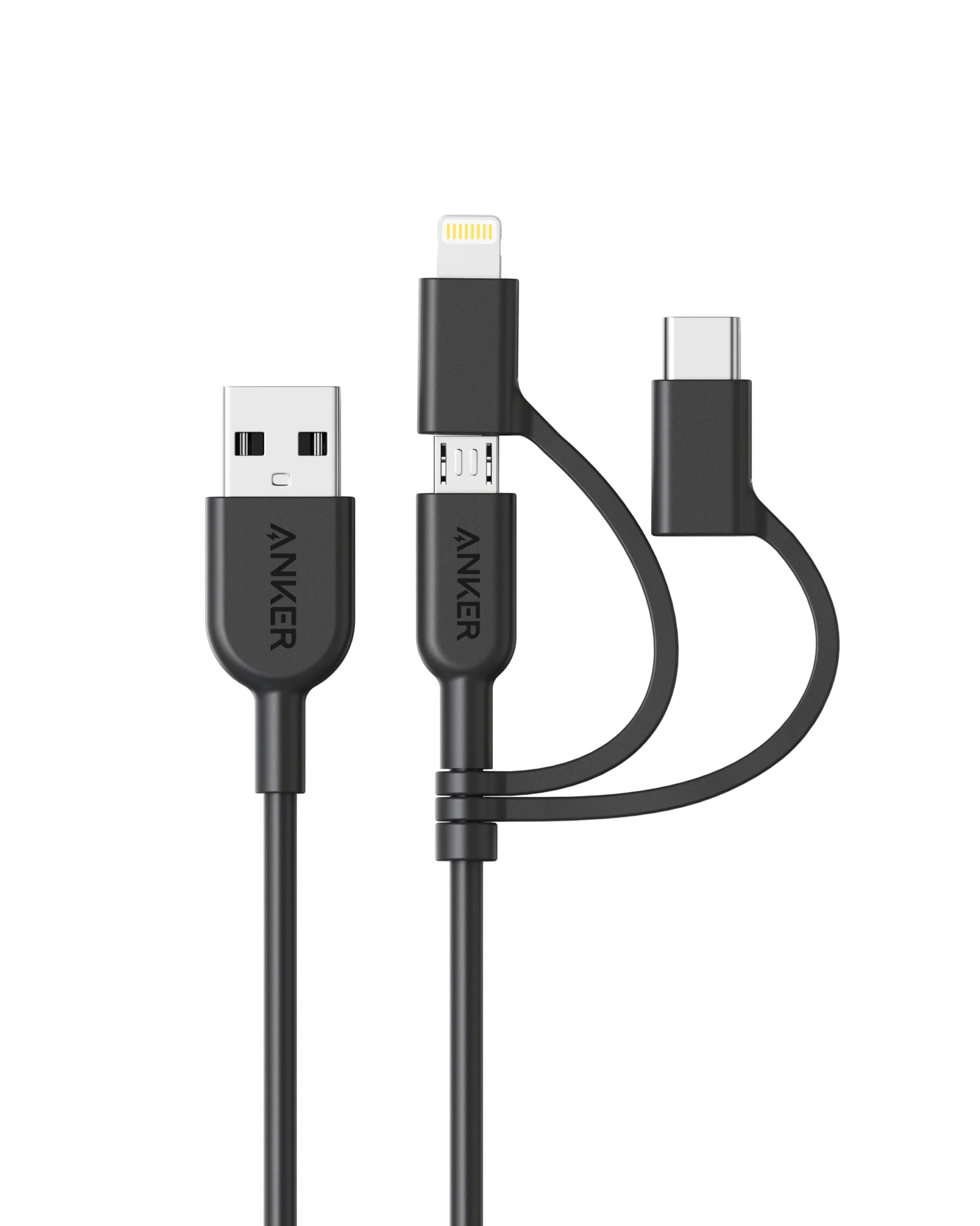 ANKER POWERLINE II USB-A TO 3 IN 1 CHARGING CABLE WHITE A8436H21
