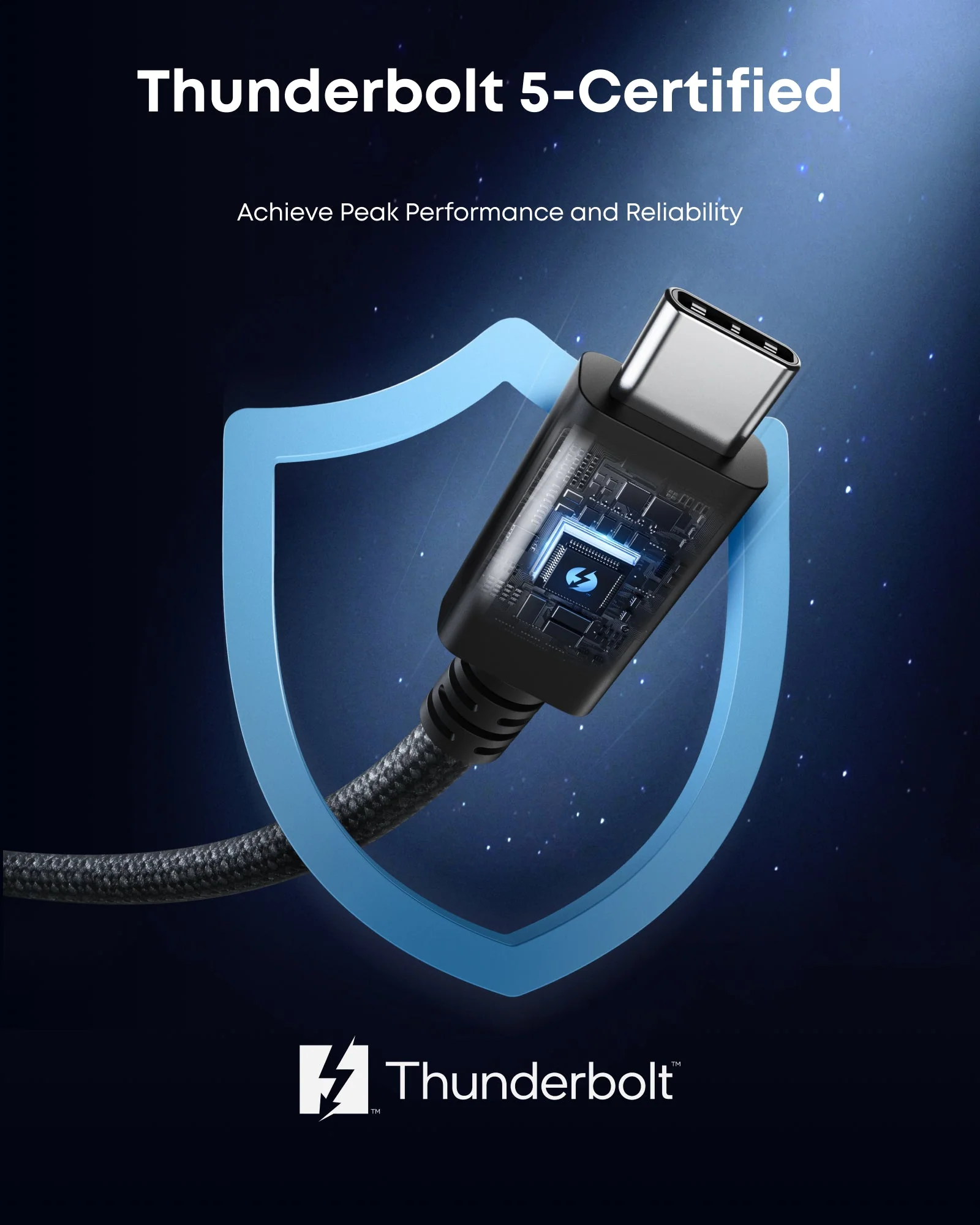 ANKER PRIME THUNDERBOLT 5 CABLE 1.7FT 80GBPS 240W BLACK A84N1011 thumbnail 4