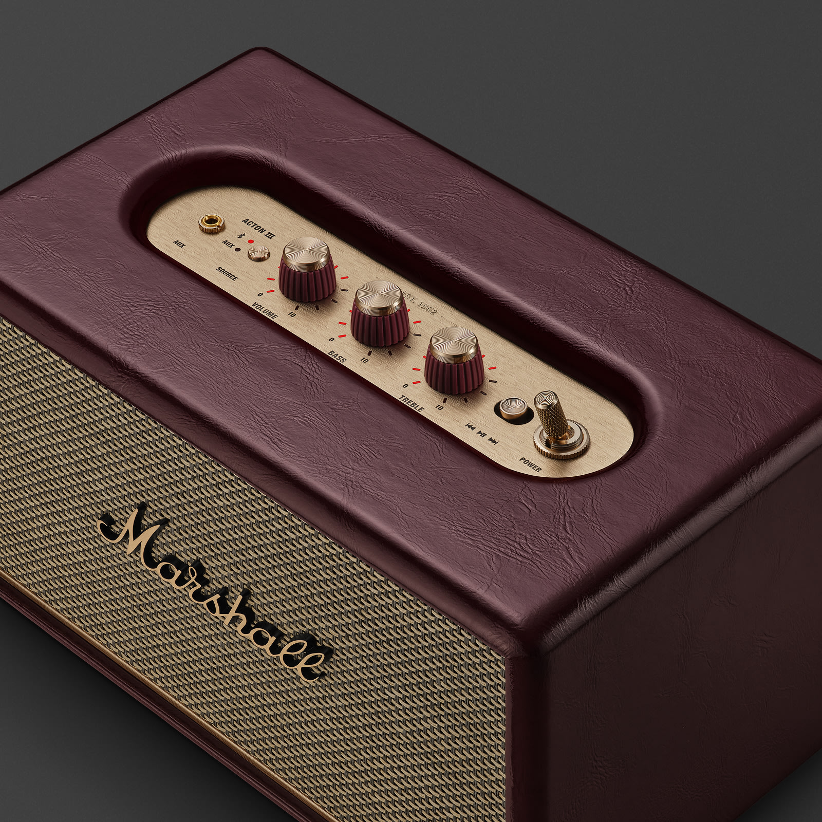 MARSHALL ACTON III PORTABLE BLUETOOTH HOME SPEAKER BURGUNDY thumbnail 7