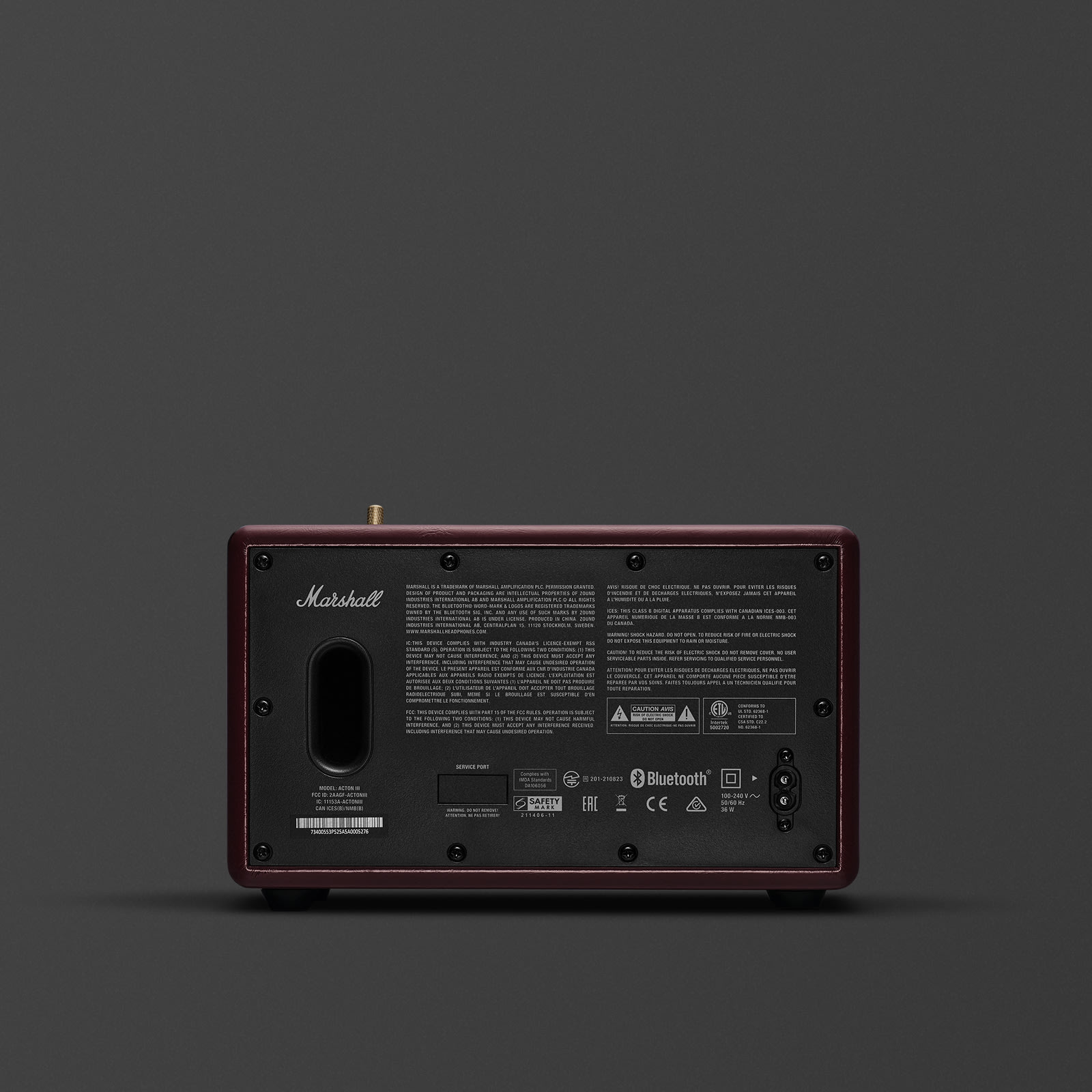 MARSHALL ACTON III PORTABLE BLUETOOTH HOME SPEAKER BURGUNDY thumbnail 2