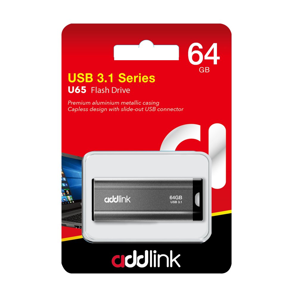ADDLINK U65 64GB USB3.1 FLASH DRIVE GREY AD64GBU65G3 thumbnail 2