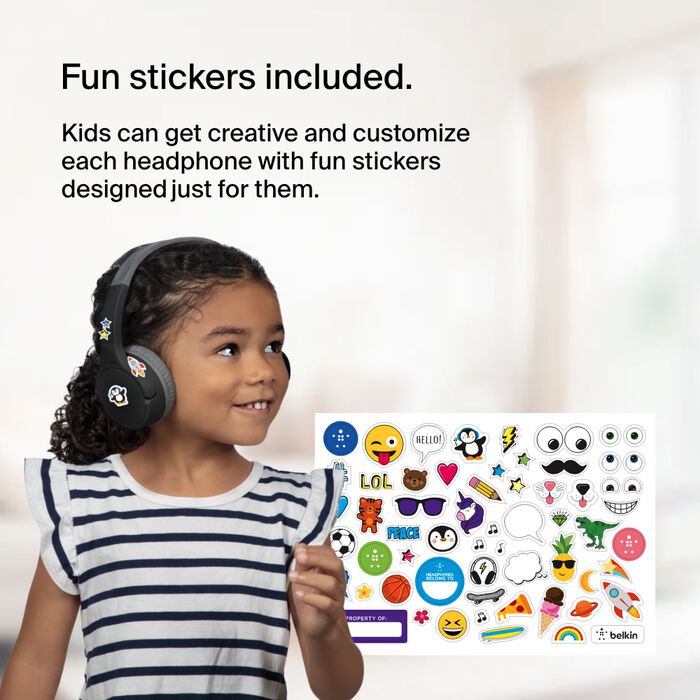 BELKIN SOUNDFORM MINI WIRELESS ON EAR HEADPHONES FOR KIDS WITH USB C BLACK AUD002BTBKV3 thumbnail 4