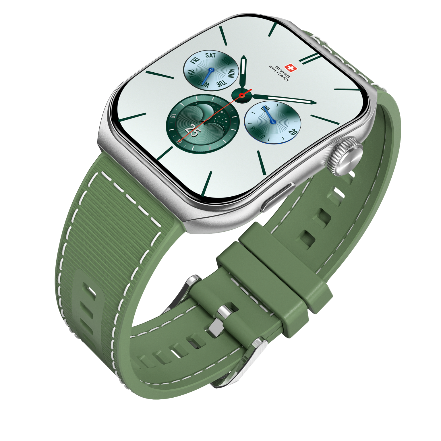 SWISS MILITARY ALPS 3 GREEN WATCH WITH SILICON STRAP SM-WAT-ALPS3-SLF-GRNSST thumbnail 3