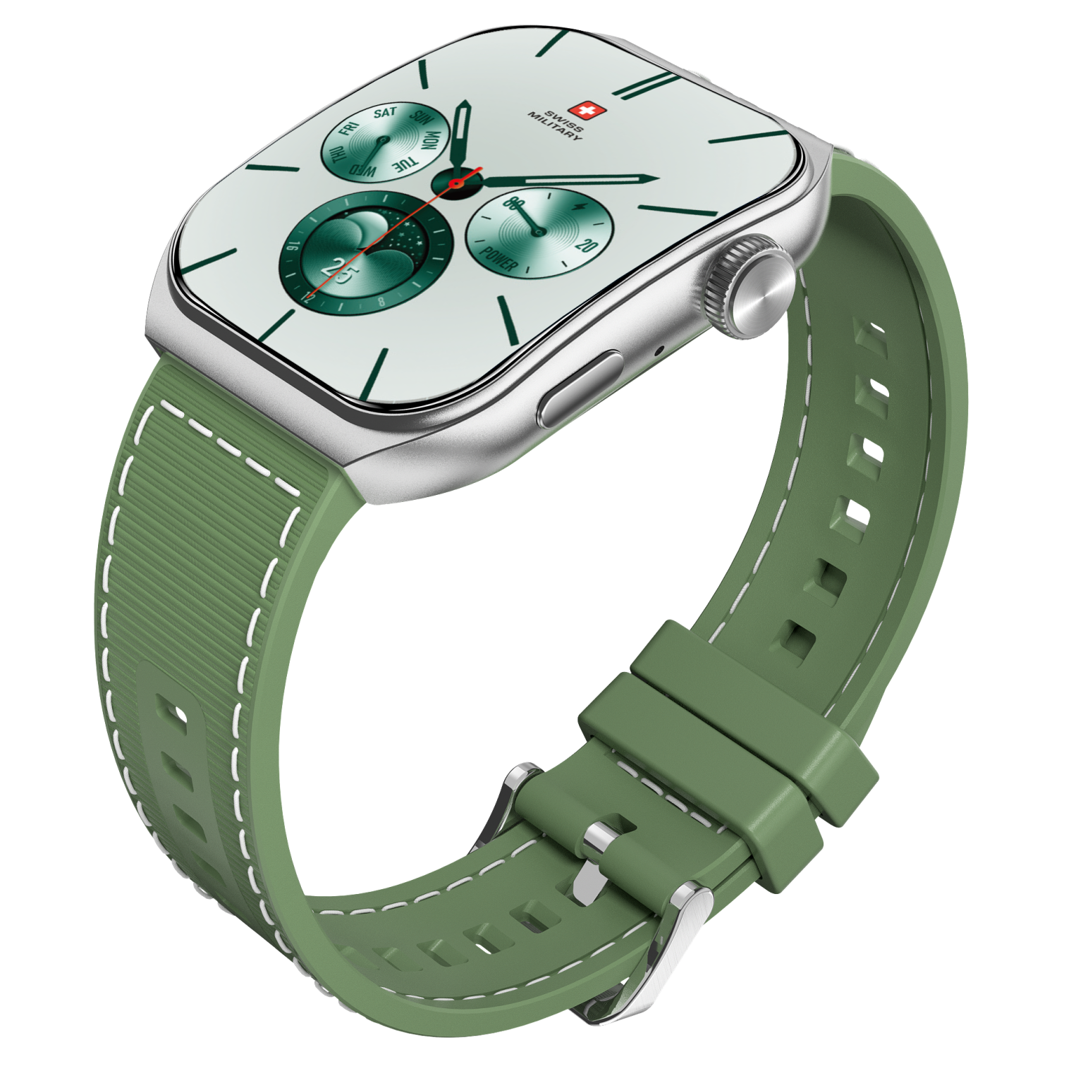 SWISS MILITARY ALPS 3 GREEN WATCH WITH SILICON STRAP SM-WAT-ALPS3-SLF-GRNSST thumbnail 4