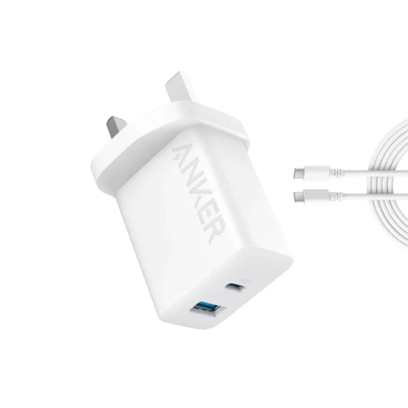 ANKER 2 PORT HIGH SPEED CHARGER WITH USB C CABLE 20W WHITE B2348K21