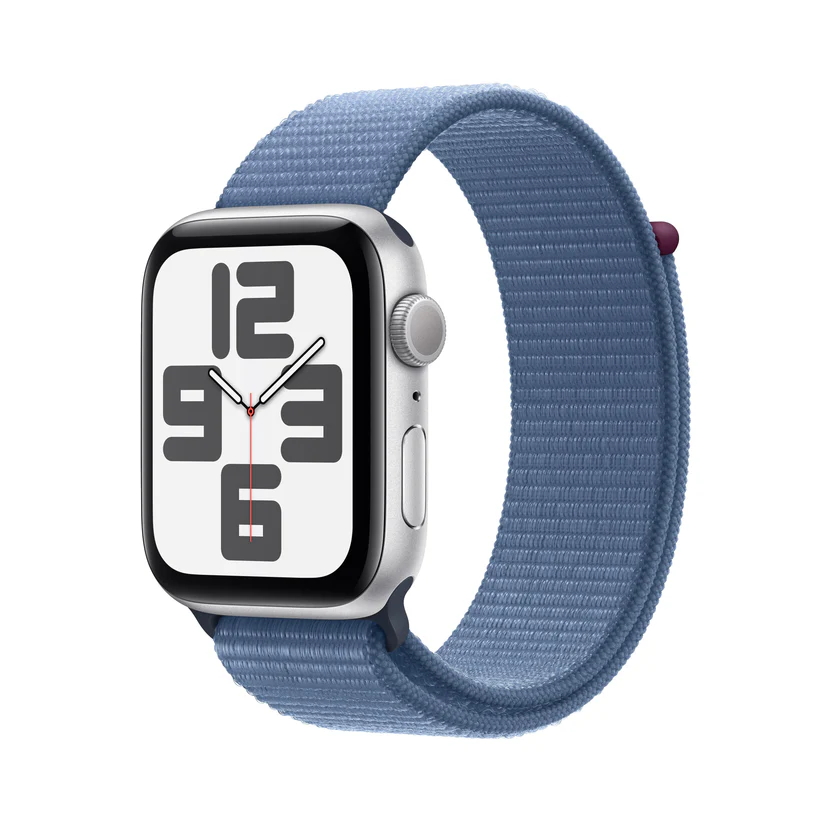 APPLE WATCH SE (2ND GENERATION) GPS 44MM SILVER ALUMINUM CASE WITH WINTER BLUE SPORT LOOP BAND MREF3 thumbnail 5