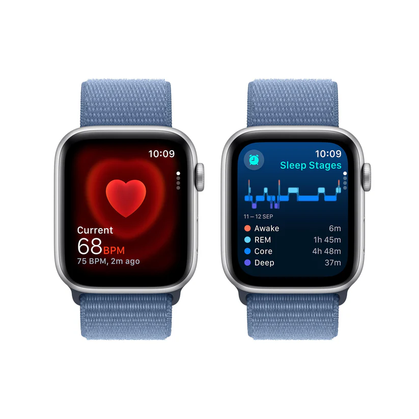 APPLE WATCH SE (2ND GENERATION) GPS 44MM SILVER ALUMINUM CASE WITH WINTER BLUE SPORT LOOP BAND MREF3 thumbnail 3