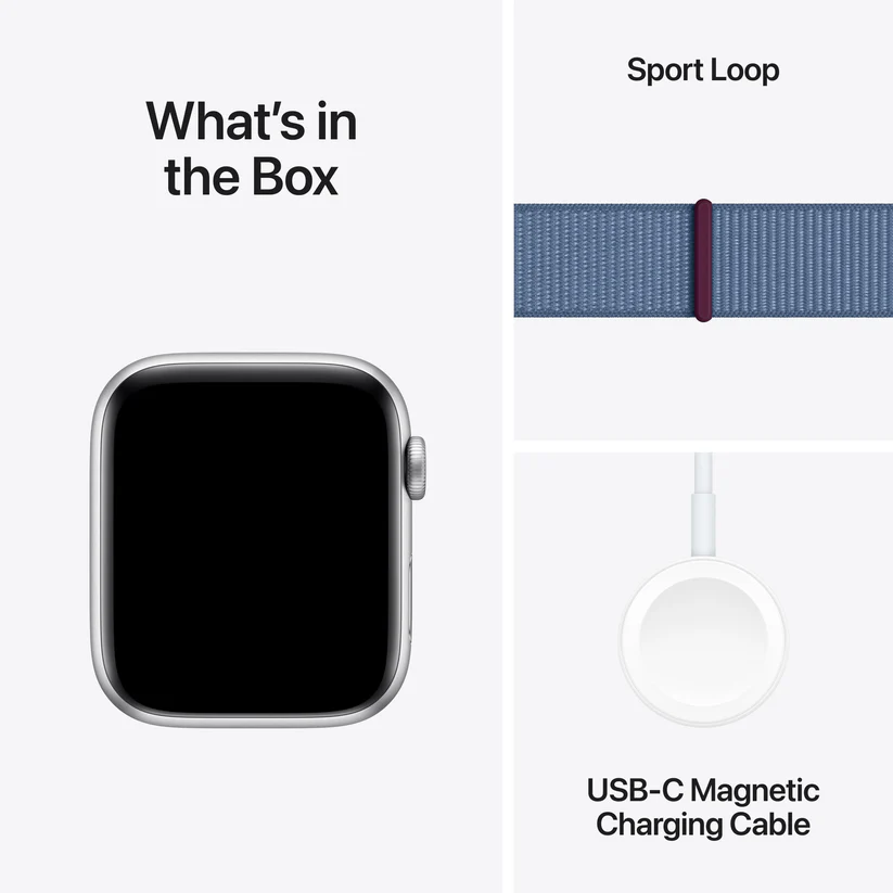 APPLE WATCH SE (2ND GENERATION) GPS 44MM SILVER ALUMINUM CASE WITH WINTER BLUE SPORT LOOP BAND MREF3 thumbnail 2
