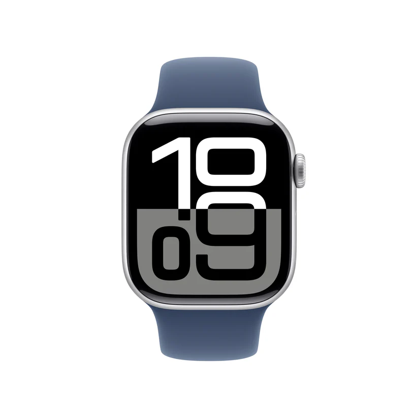 APPLE WATCH SERIES 10 42MM GPS SILVER ALUMINIUM CASE WITH DENIM SPORT BAND MWWC3 thumbnail 2