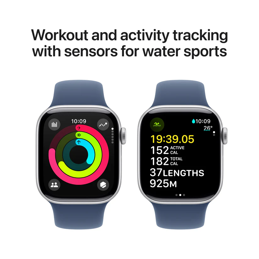 APPLE WATCH SERIES 10 42MM GPS SILVER ALUMINIUM CASE WITH DENIM SPORT BAND MWWC3 thumbnail 4