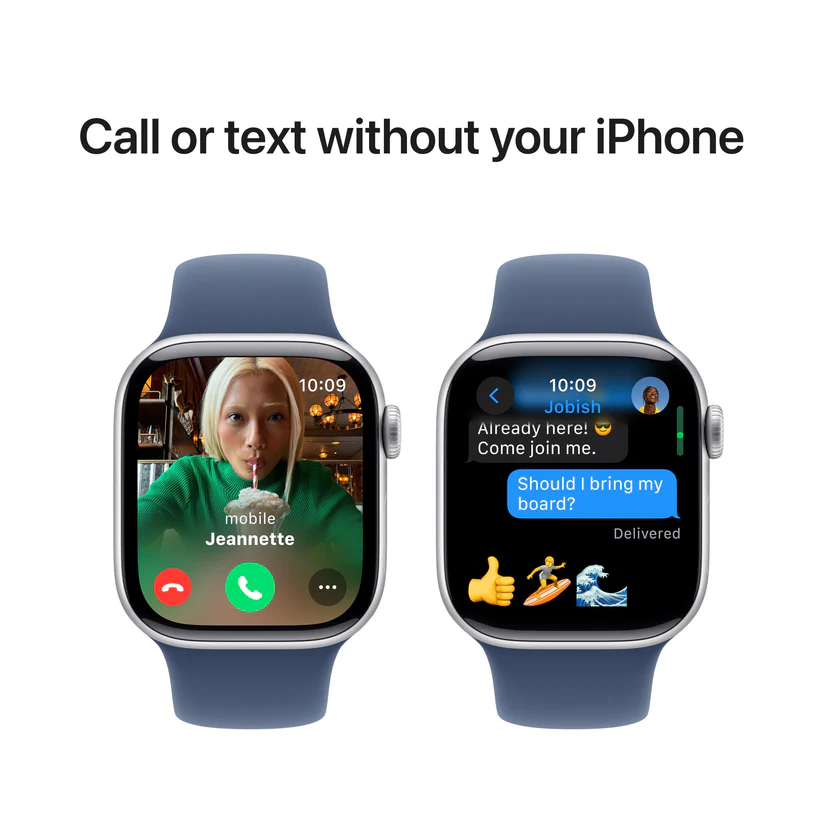 APPLE WATCH SERIES 10 42MM GPS SILVER ALUMINIUM CASE WITH DENIM SPORT BAND MWWC3 thumbnail 7