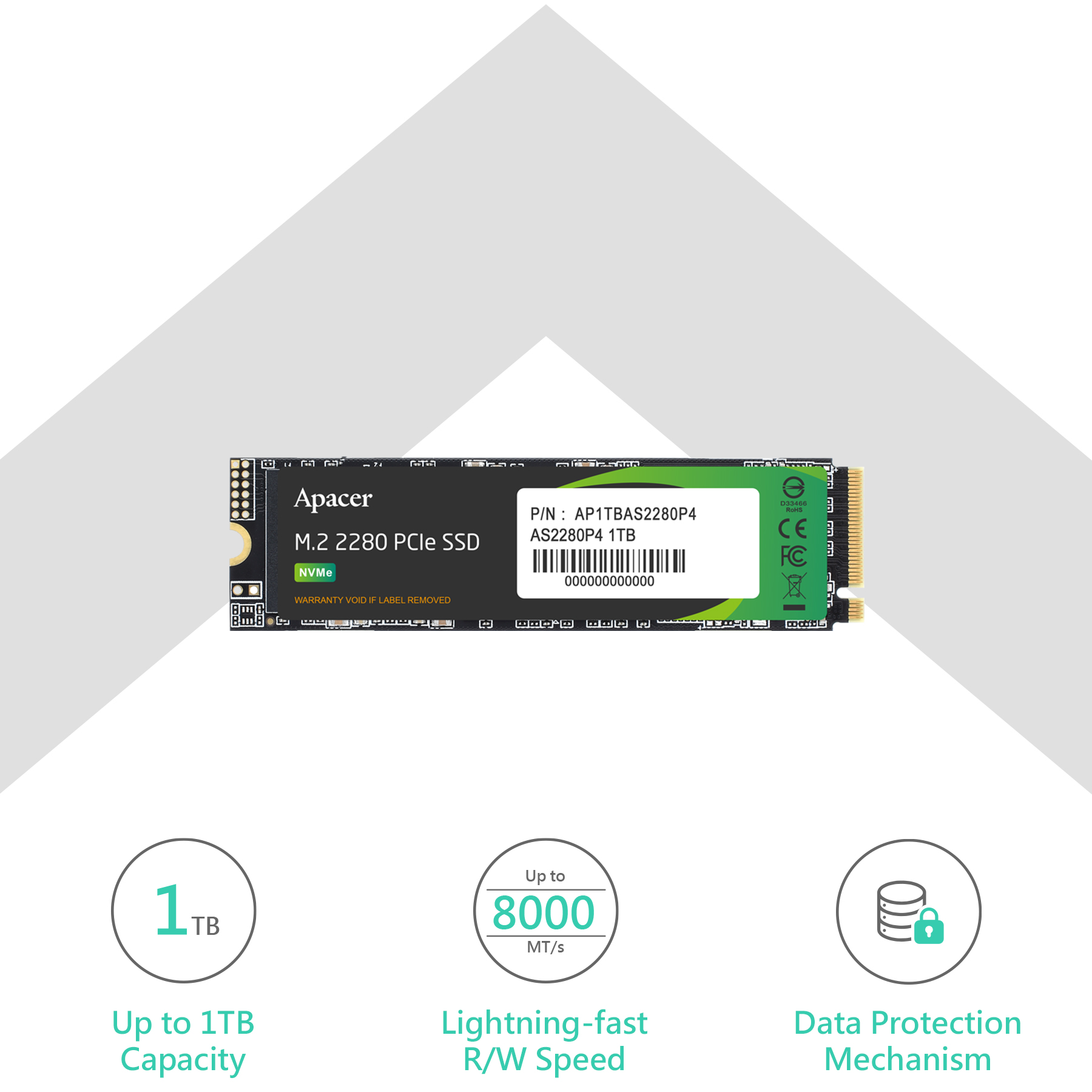 APACER AS2280P4 256GB M.2 2280 PCIE GEN3X4 NVME SSD AP256GAS2280P4-1 thumbnail 2