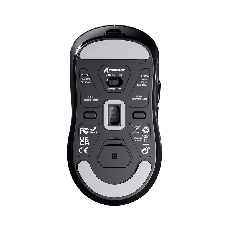 ATTACK SHARK LIGHTWEIGHT WIRED + 2.4G + BT5.4 GAMING MOUSE BLACK X3 thumbnail 5