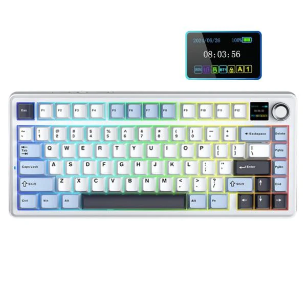 AULA 75 KEYS RGB 75% MECHANICAL GAMING KEYBOARD TRI-MODE KNOB REAPER SWITCH BL+WH+DKPRP F75 MAX