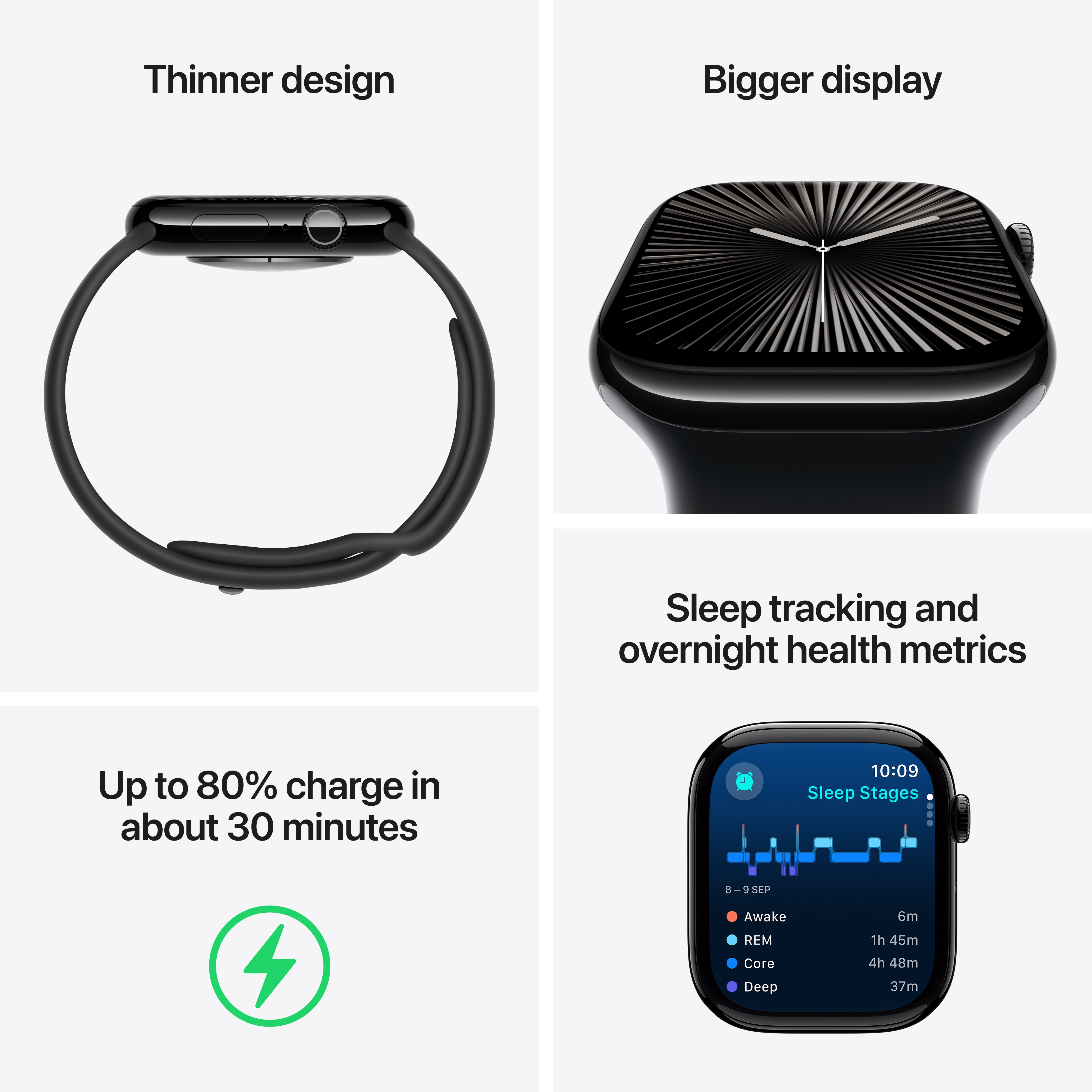 APPLE WATCH SERIES 10 46MM GPS JET BLACK ALUMINIUM WITH BLACK SPORT BAND MWX13 thumbnail 3