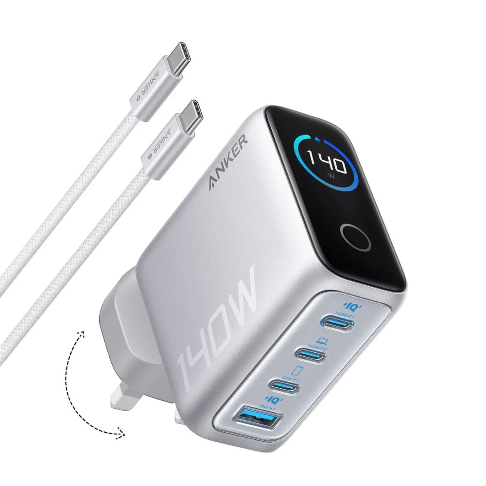 ANKER 140W 4 PORTS PD 3.1 CHARGER WITH USB-C CABLE SILVER B2697K41