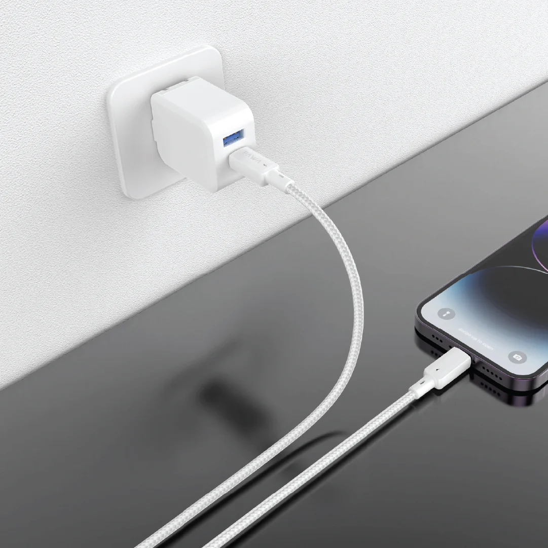 PAWA 30W USB C TO LIGHTNING QUICK CHARGING BRAIDED CABLE 1.2M PW122 WHITE PW-BTLT12CL-WH thumbnail 2