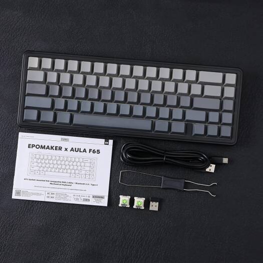 AULA 65 KEYS RGB 65% MECHANICAL GAMING KEYBOARD TRI MODE GREY WOOD V3 SWITCH BLK-GRY F65 thumbnail 7