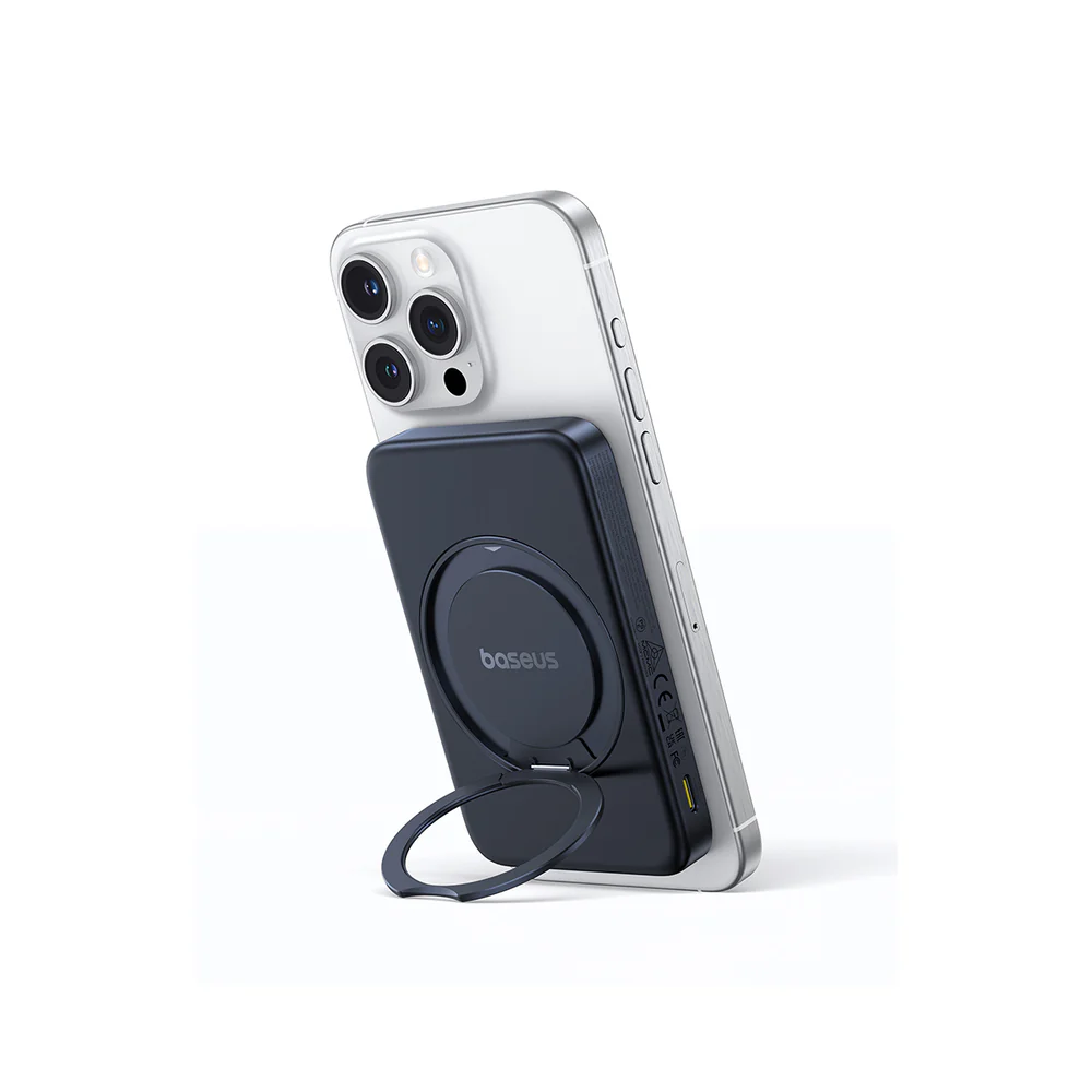 BASEUS PICOGO QI2 MAGNETIC POWER BANK WITH ROTATABLE STAND 5000MAH 20W COSMIC BLACK P10076802123-00-BK thumbnail 3