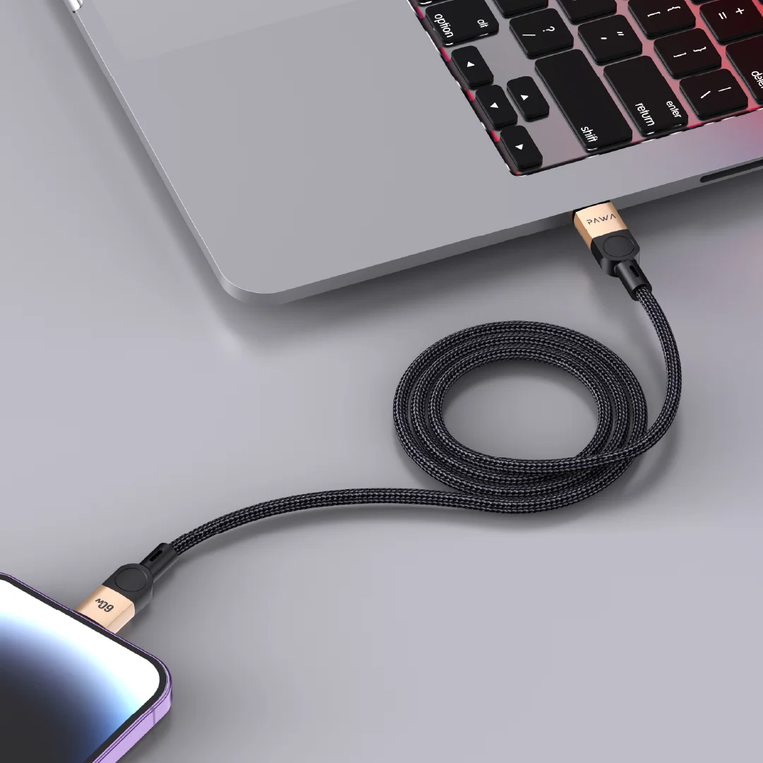 PAWA LEVIN MAGNETIC BRAIDED USB C TO USB C 60W CABLE 1M DESERT BLACK PW-12BDM251-DTBK thumbnail 2