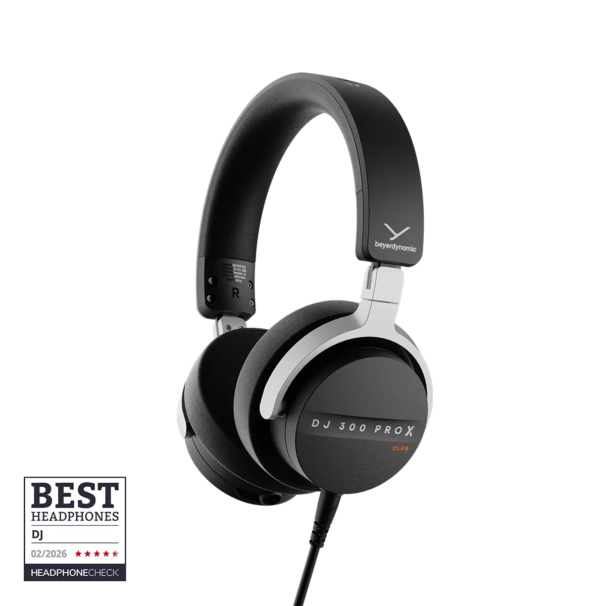 BEYERDYNAMIC DJ 300 PRO X 2 IN 1 DJ HEADPHONES 48 OHMS LOCKING CABLE PLUGGABLE LEFT OR RIGHT BLACK