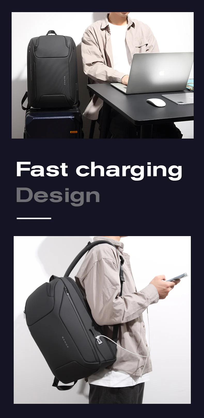 BANGE BACKPACK GRAY BG-7802 thumbnail 11